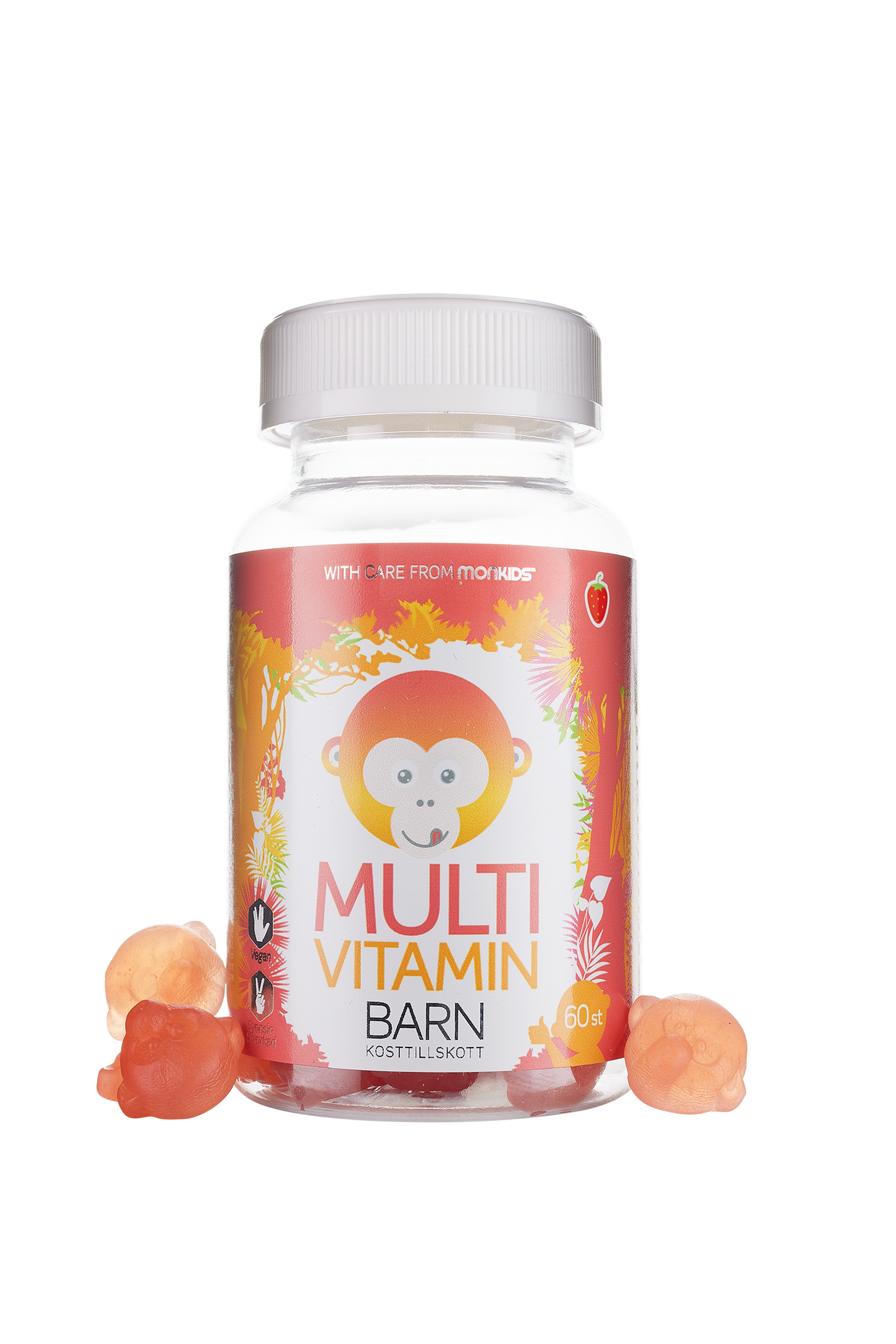 Monkids Multivitamin Mansikka 60 kpl